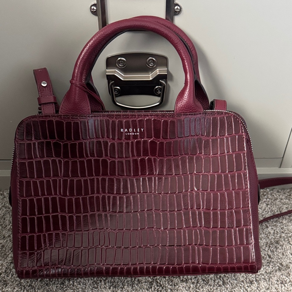 Radley London Deep Red Croc-Embossed Satchel